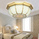 European-Style All-Copper Bedroom Ceiling Lamp, Living Room Lamp, Simple and Elegant Round Dining Room Foyer Hallway Copper-Colored Lighting Fixtures