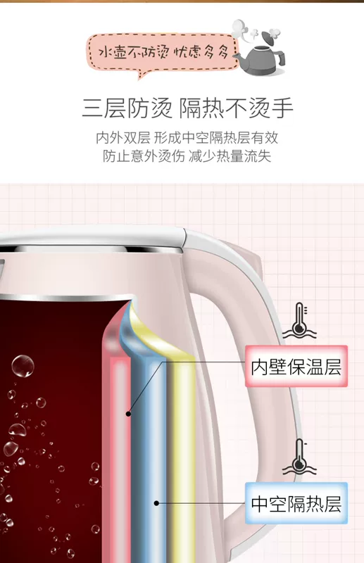 Ấm đun nước điện gia đình tự động tắt nguồn bằng thép không gỉ 304 công suất lớn tốc độ nồi nhiệt điện đun sôi nước l - ấm đun nước điện bình siêu tốc xiaomi