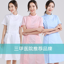 Nurse uniform long sleeve female slim summer dress standing collar partial short sleeve white coat beauty experiment medical clothing work clothes