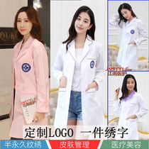 Semi-permanent white coat embroidery artist beauty salon clothes female skin Management micro plastic work clothes doctor clothing long sleeve