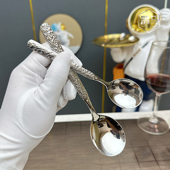304 stainless steel round meal spoon long handle meal spoon