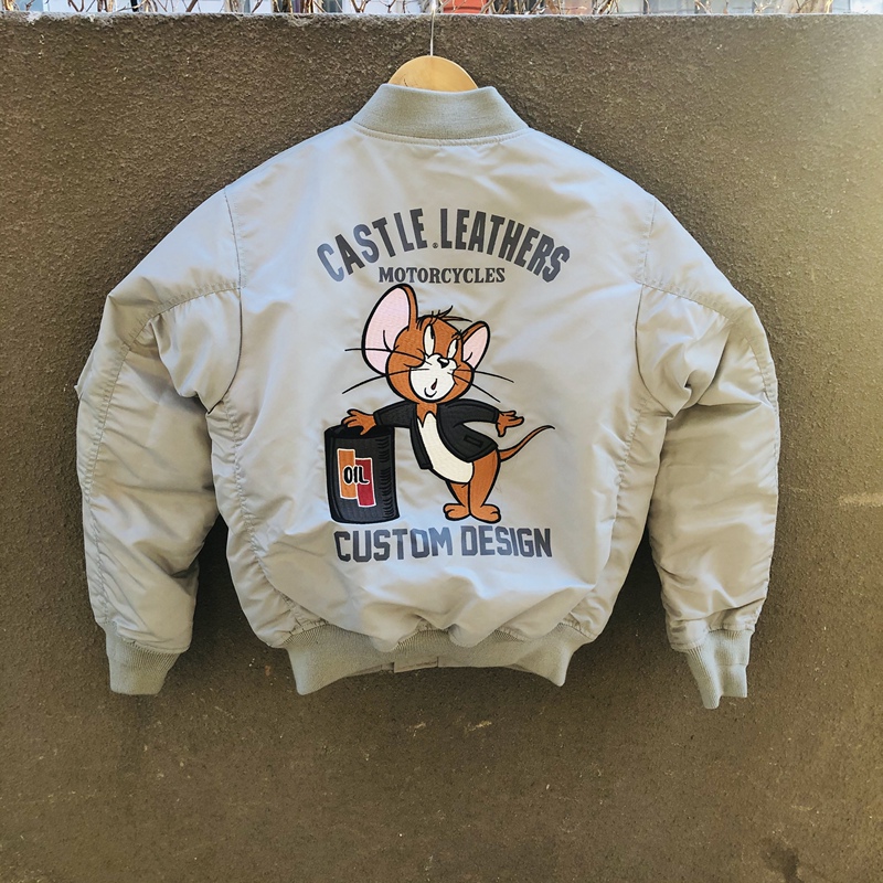 Ma1 Space Gray Tom and Jerry Vanson Flight Jacket Jerry Cheer Cotton Jacket Flight Suit Embroidered Self-Heating 3m