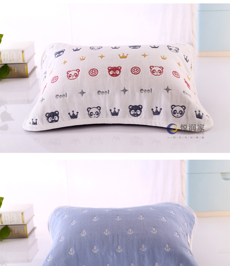 Yue Run Home Class A Khăn bông gạc sáu lớp cho bé Khăn gối trẻ mẫu giáo Khăn lau mềm mồ hôi khăn trải gối