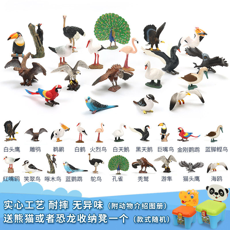Simulated Animal Model Bird Bird Ornament Set Forest Zoo Toy Solid Parrot Swan Eagle
