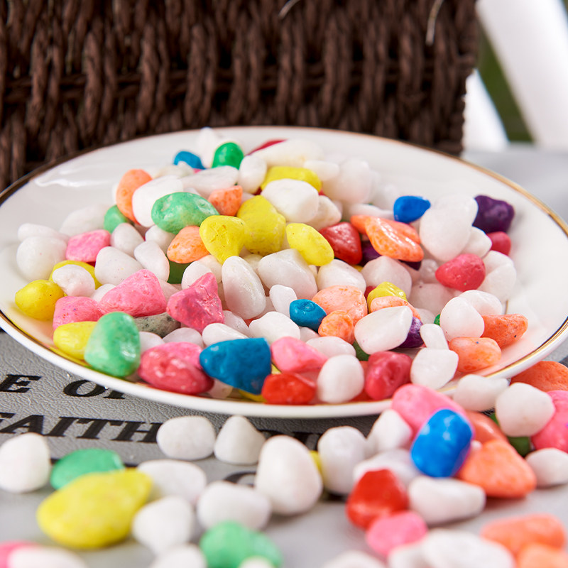 Colored stone potted colorful stone pebbles breathable succulent fish tank decoration filled potted pavement stone bottom