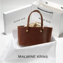 Hong Kong MK genuine leather womens bag 2022 new packs for women Xia Advanced senses retro hand inclined satchel basket Bag Bucket Bag