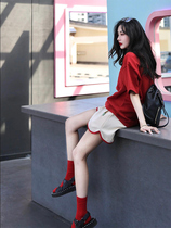 Temperament Maiden Ladies Dress Shorts Suit Women Summer Net Red Minus Age Sweet Beauty Light Lavish Casual Fashion T-shirt Two Sets
