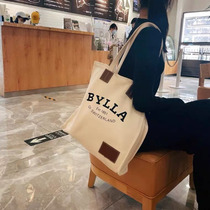 Hong Kong small mk bag 2021 New Tide shoulder tote canvas bag Women large capacity commuter bag