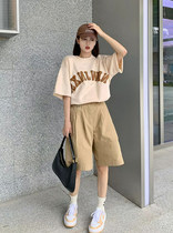 Small sub-display high fashion womens name Femininity Salt T-shirt Shorts Casual Sports Two Suits Women Summer