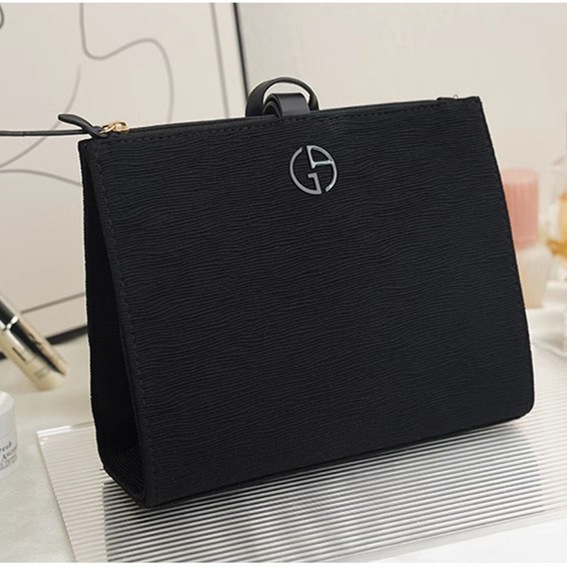 Armani Counter Makeup Bag Black Simple and Stylish Clutch Storage Bag High-End and Elegant DIY Large Evening Bag Armani Counter Makeup Bag Black Simple and Stylish Clutch Storage Bag High-End and Elegant DIY Large Evening Bag