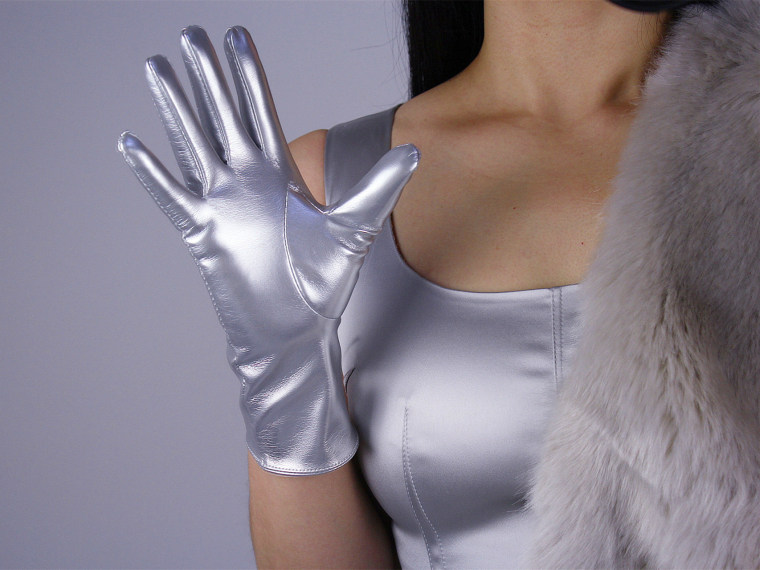 Tech Gloves Faux Patent Leather Wrist Long Short Coffee Black White Touchscreen 28cm LLDLLNT