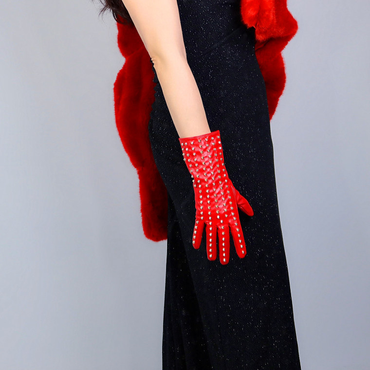 Tech Gloves Faux Patent Leather Wrist Long Short Coffee Black White Touchscreen 28cm LLDLLNT