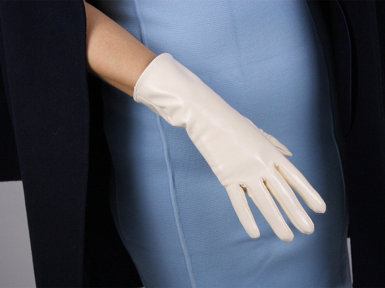 Tech Gloves Faux Patent Leather Wrist Long Short Coffee Black White Touchscreen 28cm LLDLLNT