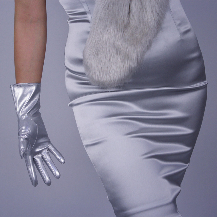 Tech Gloves Faux Patent Leather Wrist Long Short Coffee Black White Touchscreen 28cm LLDLLNT