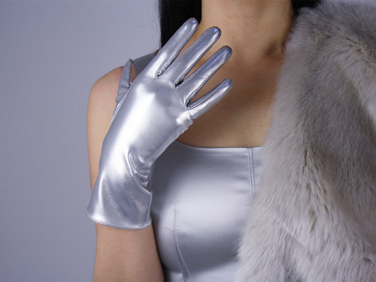 Tech Gloves Faux Patent Leather Wrist Long Short Coffee Black White Touchscreen 28cm LLDLLNT