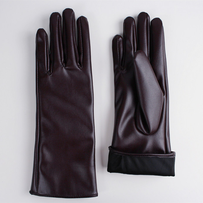 Tech Gloves Faux Patent Leather Wrist Long Short Coffee Black White Touchscreen 28cm LLDLLNT