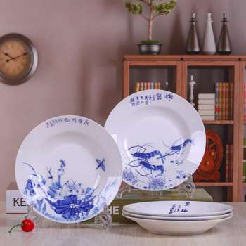 Tao porcelain country jingdezhen blue and white porcelain vegetable plate bone porcelain porcelain