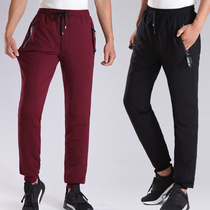 Outdoor down pants men wear small feet stretch casual thick high waist duck velvet pants slim sweatpants couple Winter