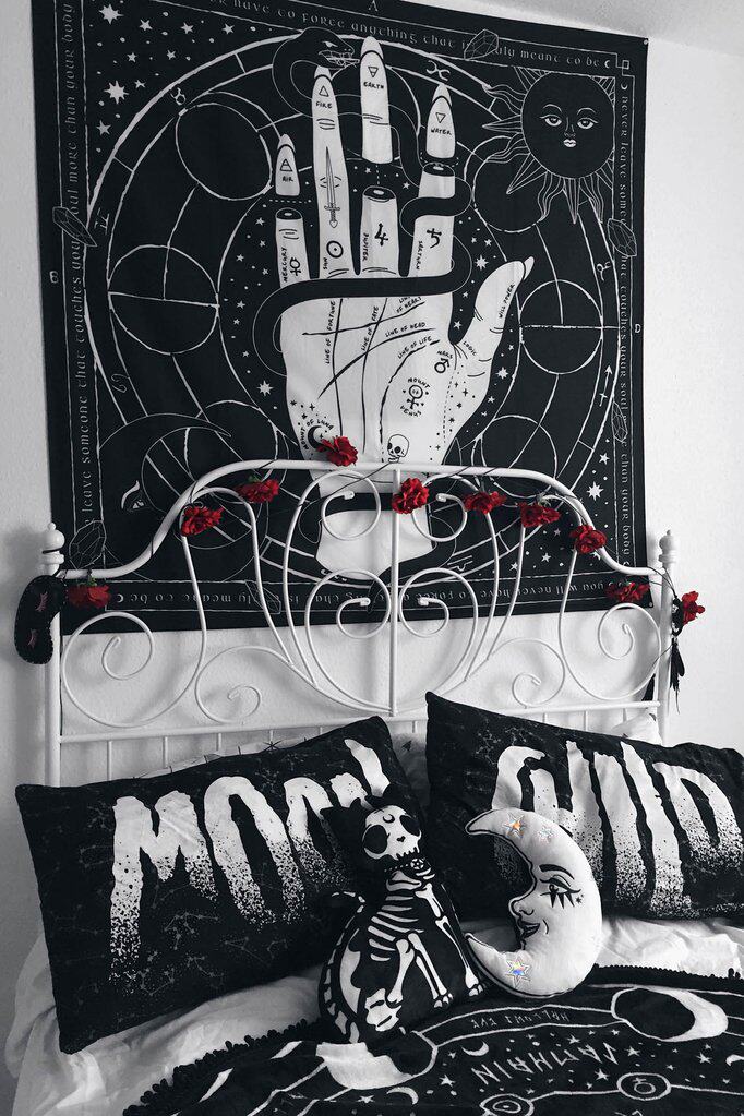 товар из китая killstar暗黑哥特亚文化palmistry朋克摇滚之手挂旗背景布