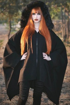 KILLSTAR Enchanter Goth Dark Vampire Subculture Cape Style Woolen Coat Pentagram