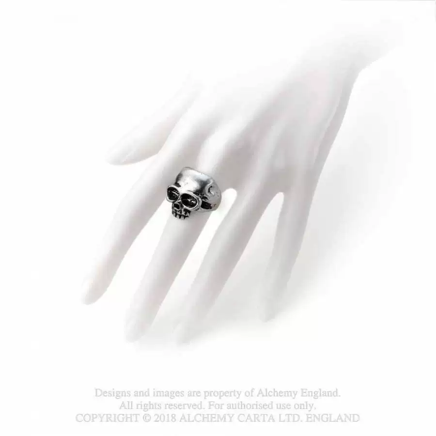 Alchemy Gothic R6 Смертельное кольцо с черепом, готическое панк-рок кольцо, тёмное кольцо