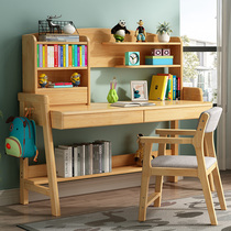 Solid wood desk bookshelf combination simple bedroom learning table home student computer desk small apartment lift desk