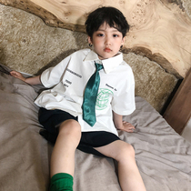 High sweet pear vortex original mens and womens childrens short-sleeved shirt thin summer childrens foreign style trend Handsome fashion childrens clothing trend