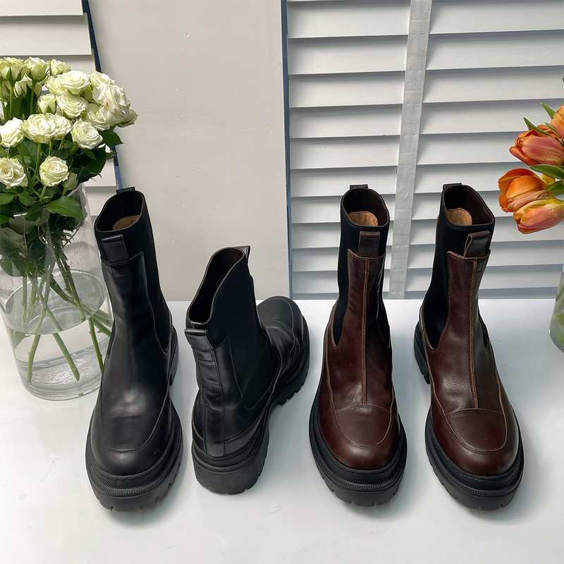September 11Th】Premium Chelsea Boots, Height-Increasing, Versatile, Slimming Leather Martin Boots, Chen Dan Women's Shoes Chendan
