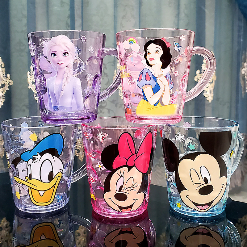 Disney Crystal Cup Mouthwash Cup Mickey Children's Elsa Princess Plastic Cartoon Cute Toothbrushing Cup for Boys and Girls