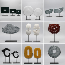 New Chinese creative fortune round jade ornaments office study soft decorations home living room porch furnishings