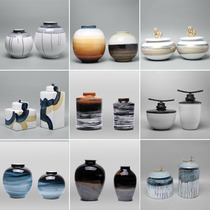 New Chinese hand-painted ceramic ornaments Living room creative home wine cabinet decoration model room TV cabinet soft decoration