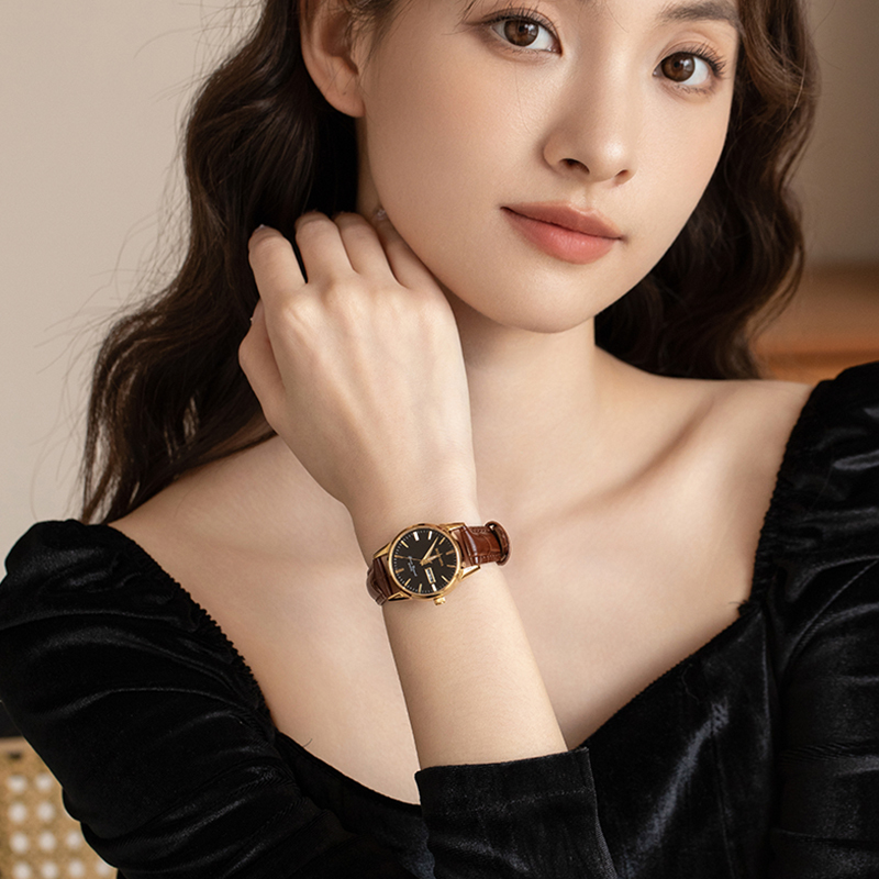Authentic Brand-Name 2026 New Watch Women's Wristwatch Waterproof Leather Strap Light Luxury Niche Birthday Gift