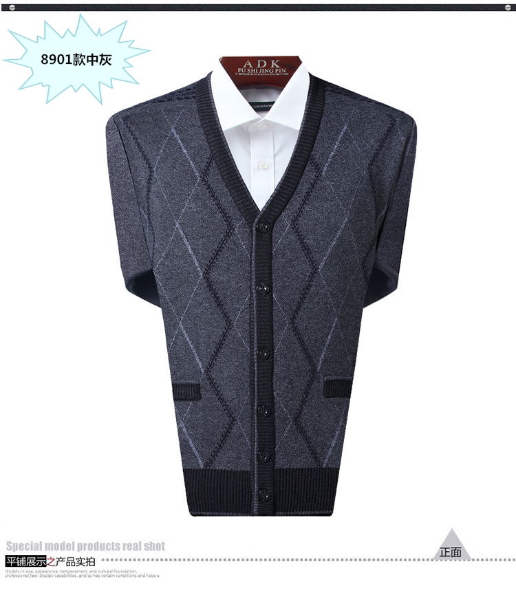 Mùa xuân và Mùa Thu Mùa Đông Nam V-Cổ Cardigan Áo Len Áo Sơ Mi Trung Niên Cha Cha Đan Cardigan Áo Len Áo Len