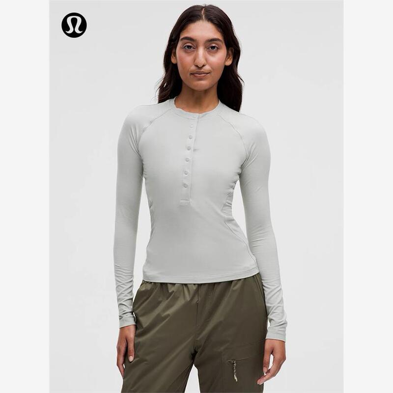 Long-Sleeve Women's Sports Long-Sleeve Henley Collar Base Layer Shirt丨Lululemon丨Lw3Ibys