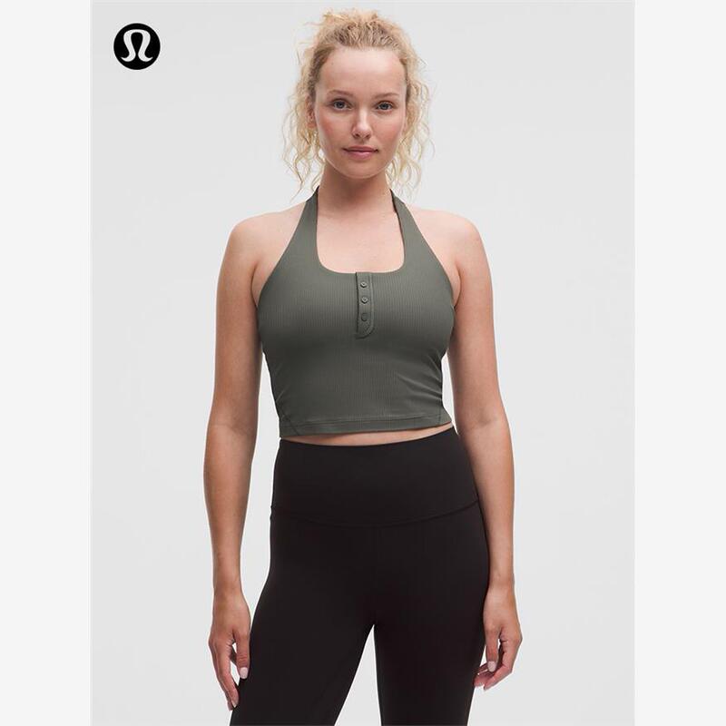 Ribbed Nulu Women's Ribbed Henley Collar Halter Sports Tank Top B/C丨Lululemon丨Lw1Fx3S Ribbed Nulu Women's Ribbed Henley Collar Halter Sports Tank Top B/C丨Lululemon丨Lw1Fx3S