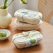 Baking 6 Grain Green Group Packing Lunchbox Cake Burger Salad Dessert Packing Environmentally Friendly Plastic Picnic Pulp Box