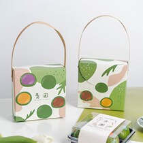 Creative Hand Painted Green Group 4 Grain Packaging Boxes Baking Handmade Diy Clear Fruit Glutinous Rice Glutinous Rice Crust sandwich Dessert Hand empty box