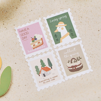 ins cute green group stickers baking dessert cake biscuit packaging box adhesive seal sticker drink bottle jar