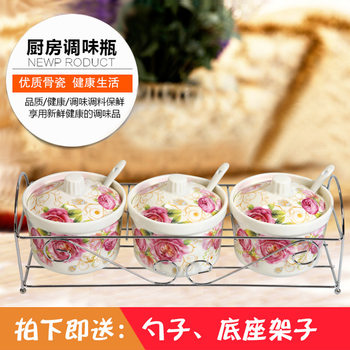 Creative kitchen set sauce jar with ceramic shelf