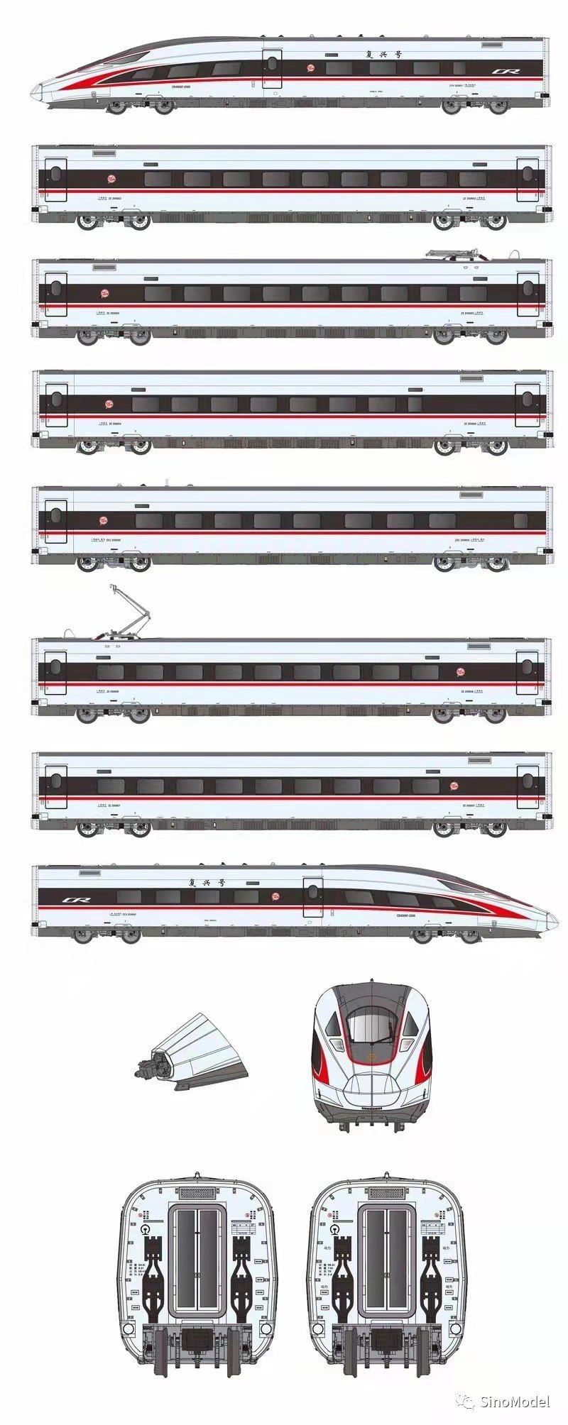 CRRC 模型 百酷CR400AF复兴号模型：红色/蓝色月亮版，火车迷必入的梦幻收藏