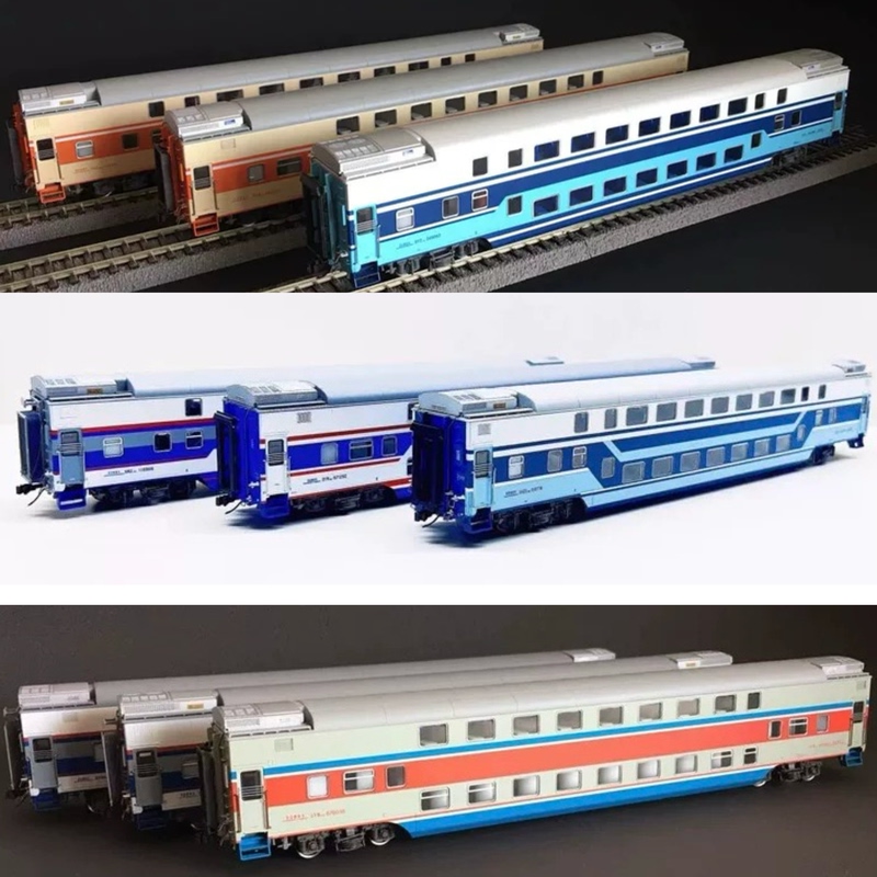  in Stock Beijing Baiku Northern Entrepreneurship Model Workshop Double-Decker Passenger Car with Lights Ho1:87