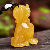 Xiao Yazhai natural yellow dragon jade zodiac dog pendant for men and women three-dimensional topaz puppy pendant enough pendant necklace