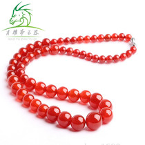 Xiao YaRamadan natural jade necklace Brazilian red jade medullary agate necklace black manau ta-shaped tower chain female