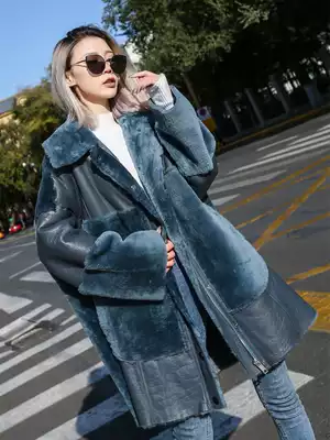 European lambskin fur one-piece women's clothing 2021 new mid-and long-term leather fashionable Korean autumn and winter jacket