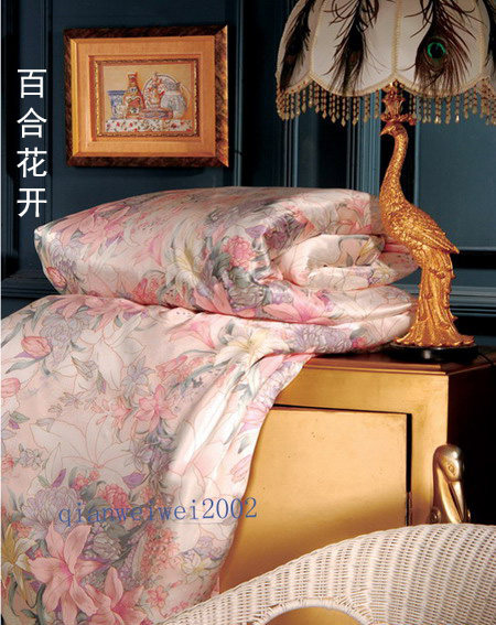 100 silk quilt cover double quilt cover single quilt cover lily bloom
