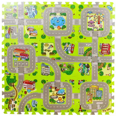Matilda traffic city road foam floor mat splicing climbing and crawling mat street track Children's car track 30x30
