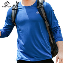 TECTOP Outdoor Sports Breathable Elastic Quick Dry Long Sleeve T-shirt Mens Quick Dry Clothes Women Running Shirt