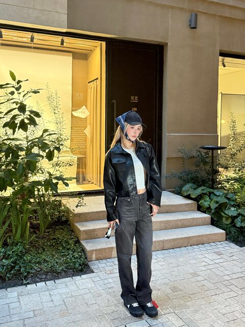 Mungsera'Dream Love Gray' Adjustable Waist Original Mid-Waist Gray Jeans Versatile Wide-Leg Pants