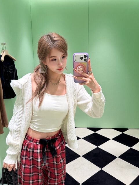 Mungsera'Snow Man' Oversized Detachable Fur Collar Imported Needle-Thickened White Cable Knit Zip-Up Cardigan