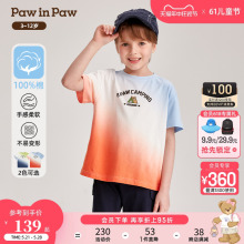 PawinPaw Cartoon Little Bear Children's Wear 24 Summer New Boys Gradient Print Casual Pure Cotton Short sleeved T-shirt